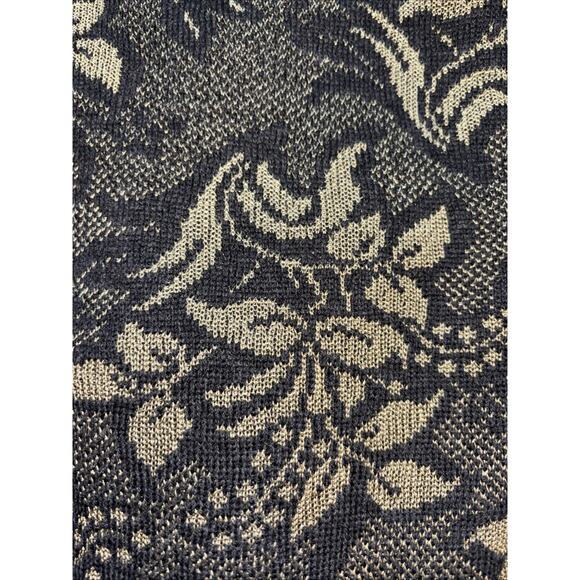 Dana Buchman Small Wool + Rayon Black & Gold Floral Pullover Sweater - Picture 9 of 9